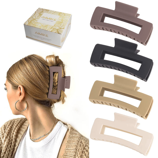 Earth Tone Rectangle Hair Claw Clips